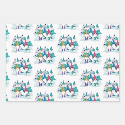 Niedliches Weihnachtsgrün-Set 3 Geschenkpapier Set (Vorderseite 3)