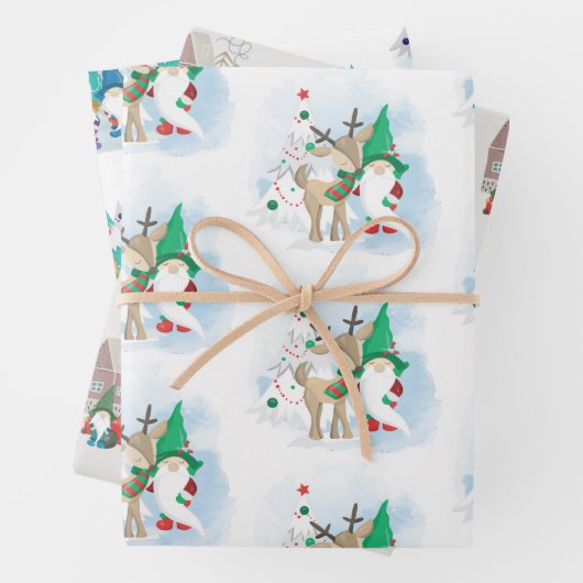 Niedliches Weihnachtsgrün-Set 3 Geschenkpapier Set (Beispiel)