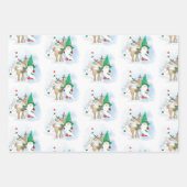 Niedliches Weihnachtsgrün-Set 3 Geschenkpapier Set (Vorderseite)