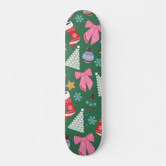 Niedliches Weihnachtsgrün Skateboard (Vorne)