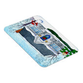 Niedliches Weihnachtshaus mit Schneemagnet Magnet (Rechte Seite)