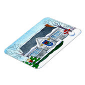 Niedliches Weihnachtshaus mit Schneemagnet Magnet (Linke Seite)