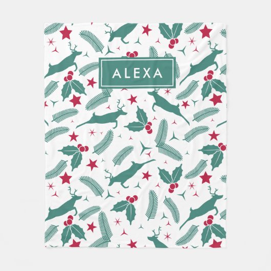 Niedliches Weihnachtshirsche und Weihnachtsweihchs Fleecedecke (Vorderseite)