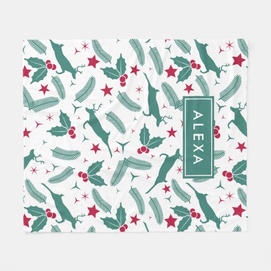 Niedliches Weihnachtshirsche und Weihnachtsweihchs Fleecedecke (Vorderseite (Horizontal))