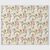 Niedliches Weihnachtsjoga Kuh Whimsisches Muster Geschenkpapier (Flach)