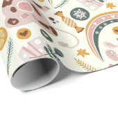 Niedliches Weihnachtsjoga Kuh Whimsisches Muster Geschenkpapier (Rolleneckpunkt)