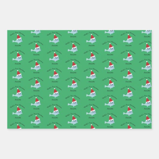 Niedliches Weihnachtsjunges Geschenkpapier Set (Vorderseite 3)