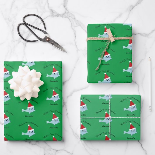 Niedliches Weihnachtsjunges Geschenkpapier Set (Vorderseite)
