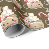Niedliches Weihnachtskakao-Party Geschenkpapier (Rolleneckpunkt)