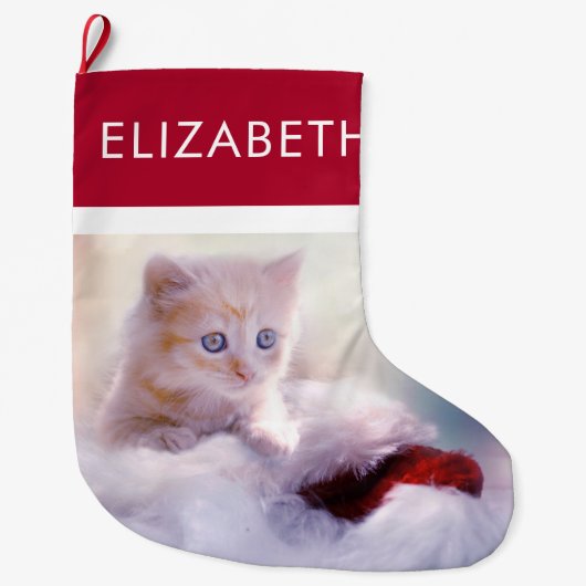 Niedliches Weihnachtskätzchen Großer Weihnachtsstrumpf (Vorderseite)