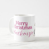 Niedliches Weihnachtskätzchen in Weihnachtsmannmüt Kaffeetasse (Vorderseite Links)