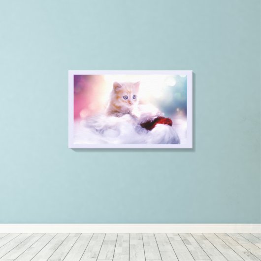 Niedliches Weihnachtskätzchen Leinwanddruck (Insitu (Holzboden))