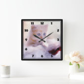 Niedliches Weihnachtskätzchen Quadratische Wanduhr (Zuhause)