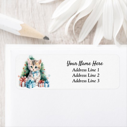 Niedliches Weihnachtskätzchen Rücksendeadresse (Insitu)