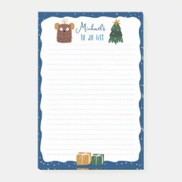 Niedliches Weihnachtskatzenblau, benutzerdefinierb Post-it Klebezettel