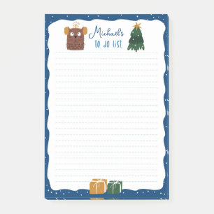 Niedliches Weihnachtskatzenblau, benutzerdefinierb Post-it Klebezettel