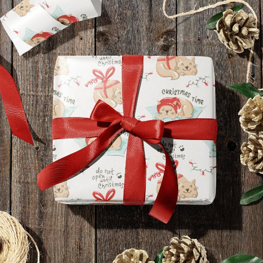Niedliches Weihnachtskatzenmuster Geschenkpapier