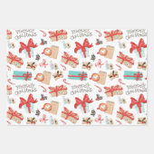 Niedliches Weihnachtskatzenmuster Geschenkpapier Set (Vorderseite 3)