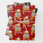 Niedliches Weihnachtskatzenmuster Geschenkpapier Set (Beispiel)