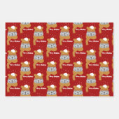 Niedliches Weihnachtskatzenmuster Geschenkpapier Set (Vorderseite)