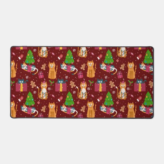 Niedliches Weihnachtskatzenmuster Schreibtischunterlage (Vorderseite)