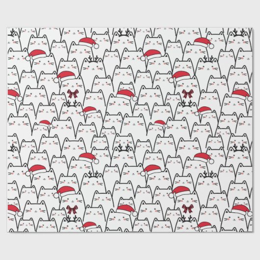 Niedliches Weihnachtskatzenpapier Geschenkpapier (Flach)