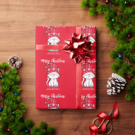 Niedliches Weihnachtskatzenpapier Individuelle Nam Geschenkpapier