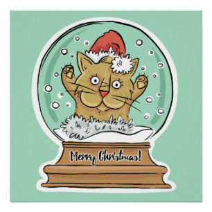 Niedliches Weihnachtskatzenposter Poster