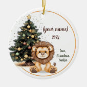Niedliches Weihnachtskind Lion Personalisiert Kids Keramik Ornament (Vorne)