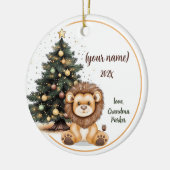 Niedliches Weihnachtskind Lion Personalisiert Kids Keramik Ornament (Links)
