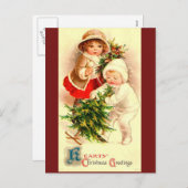 Niedliches Weihnachtskinderbild auf Postkarte (Vorne/Hinten)