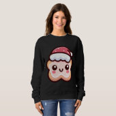 Niedliches Weihnachtskoch mit Weihnachtsmannmütze Sweatshirt (Vorne ganz)