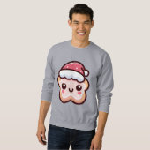 Niedliches Weihnachtskoch mit Weihnachtsmannmütze Sweatshirt (Vorne ganz)