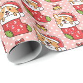 Niedliches Weihnachtskorgi-Wrapping-Papier Geschenkpapier (Rolleneckpunkt)