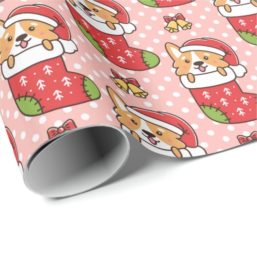 Niedliches Weihnachtskorgi-Wrapping-Papier Geschenkpapier (Rolleneckpunkt)