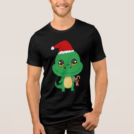 Niedliches Weihnachtskrokodil Tri-Blend Shirt (Vorderseite)