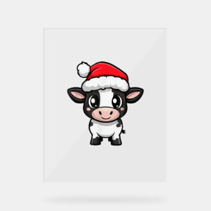 Niedliches Weihnachtskuh Xmas Comic Acrylschild