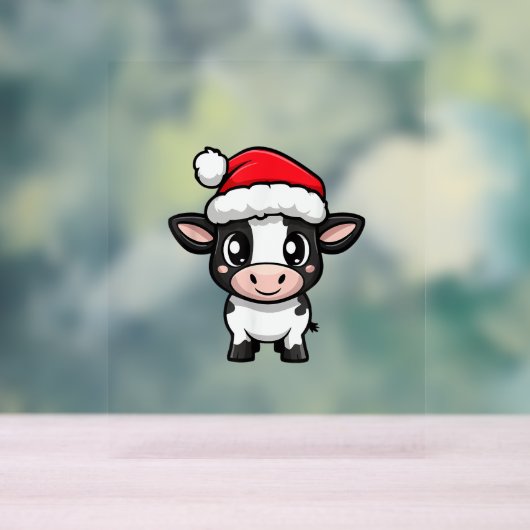 Niedliches Weihnachtskuh Xmas Comic Acrylschild (Neutral)