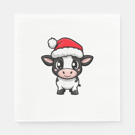 Niedliches Weihnachtskuh Xmas Comic Serviette (Vorderseite)