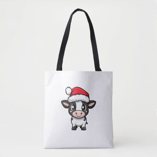 Niedliches Weihnachtskuh Xmas Comic Tasche (Vorderseite)