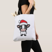 Niedliches Weihnachtskuh Xmas Comic Tasche (Von Nahem)