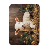 Niedliches Weihnachtslamm Rustikale Malerei Magnet (Vertikal)