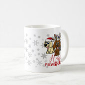 Niedliches Weihnachtslied Hunde Weihnachtsmannmütz Kaffeetasse (VorderseiteRechts)