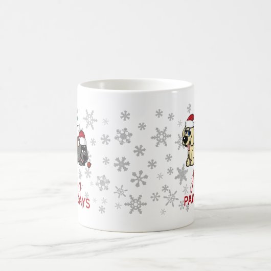 Niedliches Weihnachtslied Hunde Weihnachtsmannmütz Kaffeetasse (Mittel)