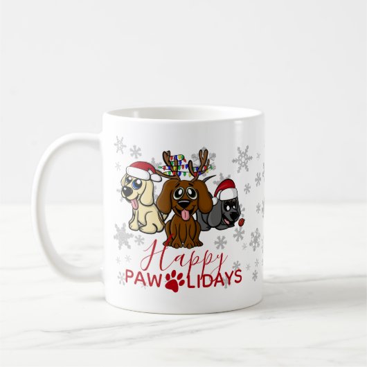 Niedliches Weihnachtslied Hunde Weihnachtsmannmütz Kaffeetasse (Links)