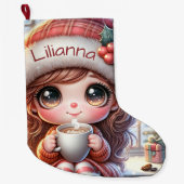 Niedliches Weihnachtsmädchen Großer Weihnachtsstrumpf (Vorderseite)