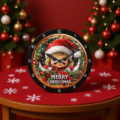 Niedliches Weihnachtsmädchen im Kraut Große Wanduhr