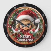 Niedliches Weihnachtsmädchen im Kraut Große Wanduhr (Vorderseite)