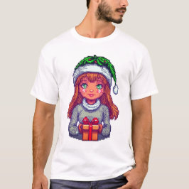Niedliches Weihnachtsmädchen-Kunsthemd T-Shirt