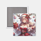 Niedliches Weihnachtsmädchen Magnet (Vorderseite/Rückseite)